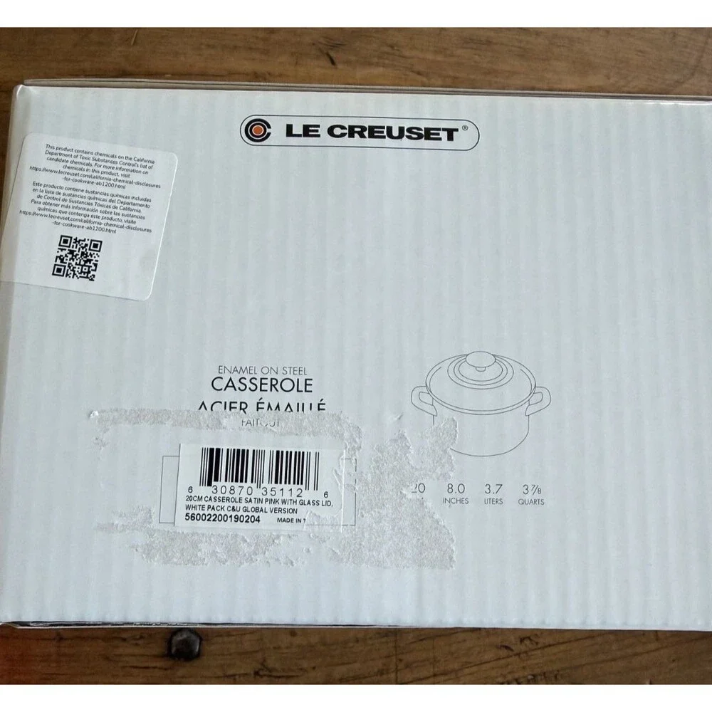 Le Creuset Enamel on Steel Stockpot with glass lid 8 in 3 7/8 qt Satin Pink NEW